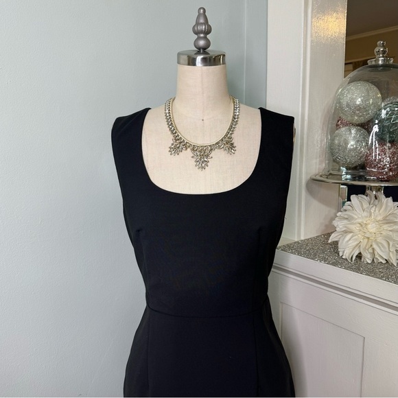 Express Black Stretch Sheath Dress w Exposed Gold Zipper 8 Holiday Party Wear - Picture 4 of 10